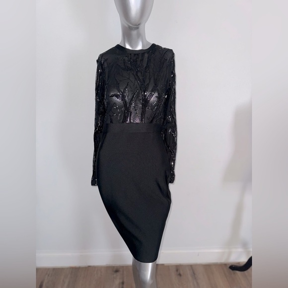 VENUS Dresses & Skirts - Black Venus Dress Sheer Top w Sequins